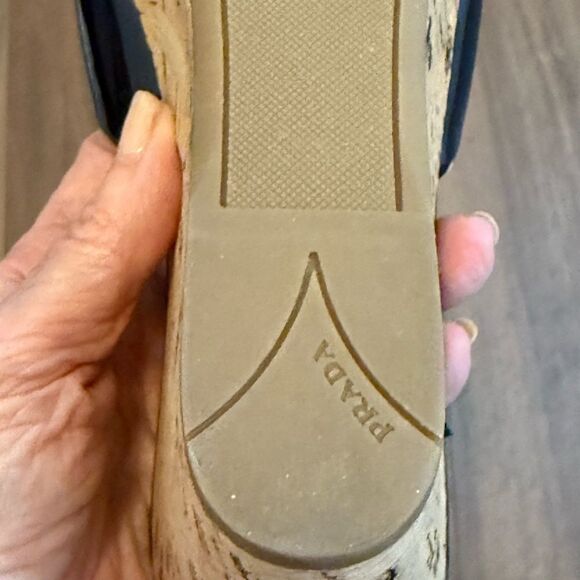 Prada Black Patent Leather Cork Wedge Platform Mule. Size 38 IT. - Picture 7 of 10